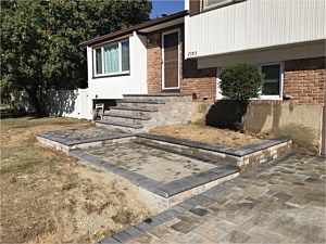 split level house front steps nicolock westchester blend bullnose edging step stoop groutless toffee onyx cambridge ledgestone